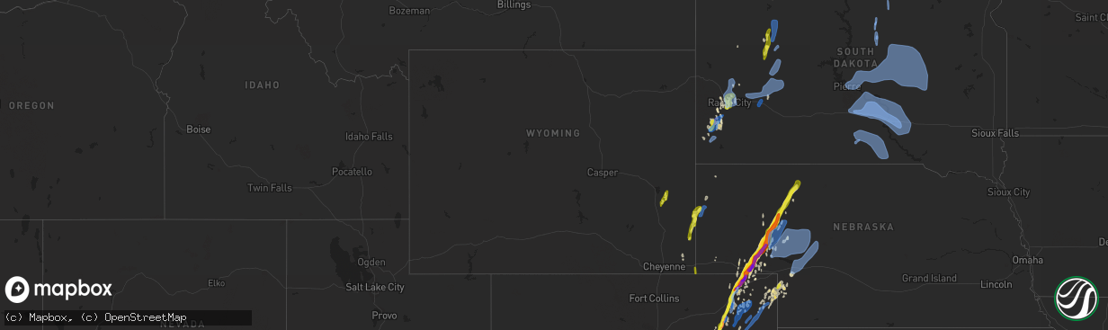 Hail map in Wyoming on May 23, 2021