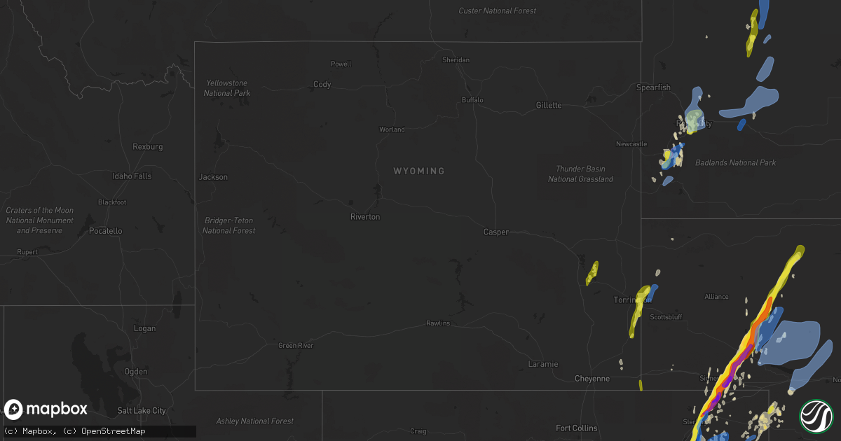 Hail map in Wyoming on May 23, 2021