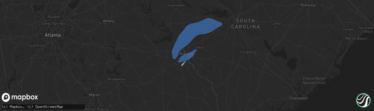 Hail map in Augusta, GA on May 23, 2022