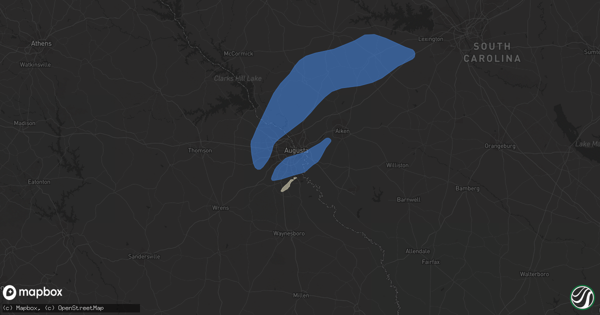 Hail map in Augusta, GA on May 23, 2022