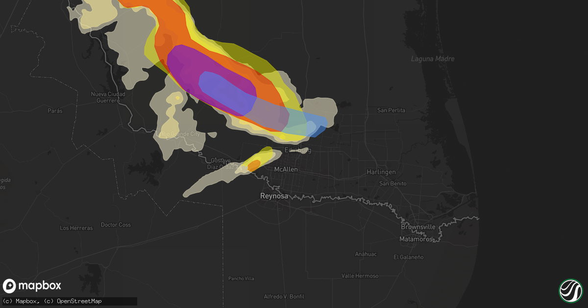 Hail map in Edinburg, TX on May 23, 2022