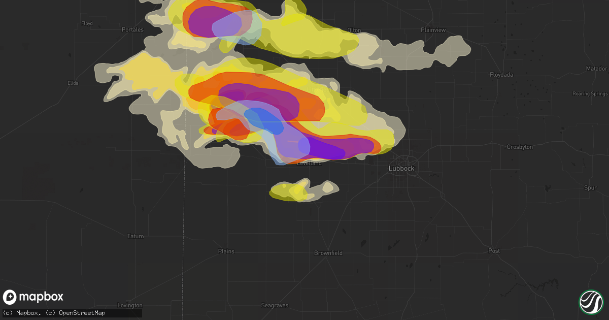 Hail map in Levelland, TX on May 23, 2022