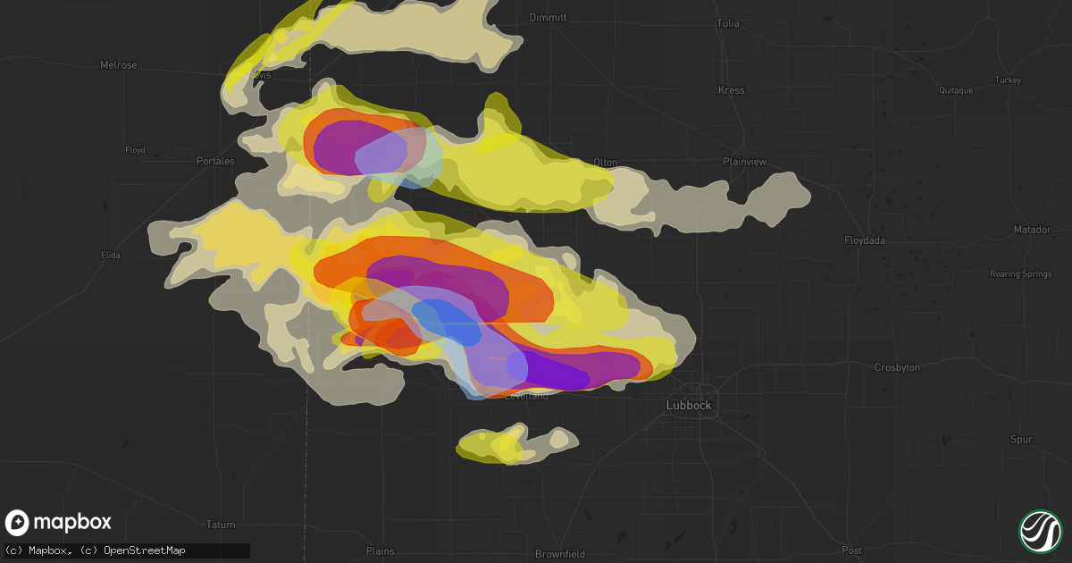 Hail map in Littlefield, TX on May 23, 2022