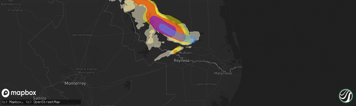 Hail map in Mission, TX on May 23, 2022