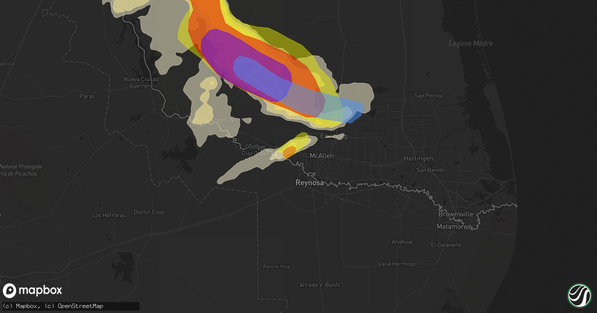 Hail map in Mission, TX on May 23, 2022