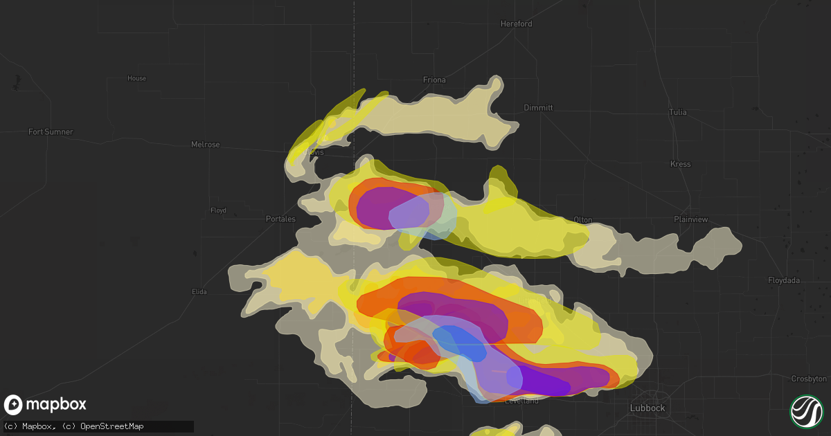 Hail map in Muleshoe, TX on May 23, 2022
