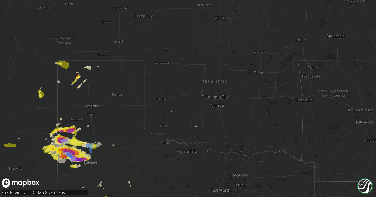 Hail map in Oklahoma on May 23, 2022