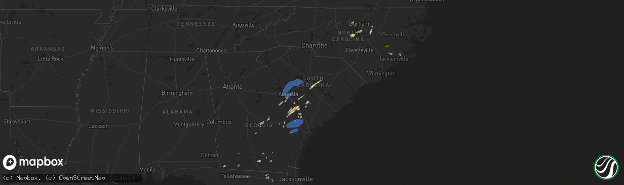 Hail map in South Carolina on May 23, 2022