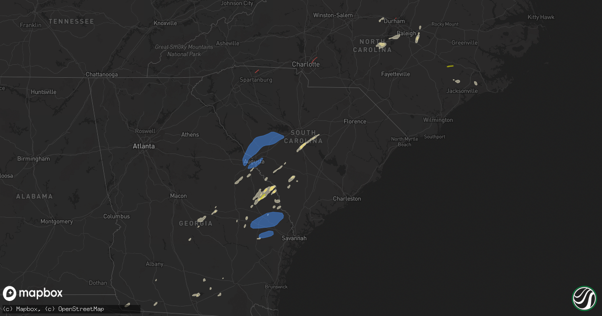 Hail map in South Carolina on May 23, 2022