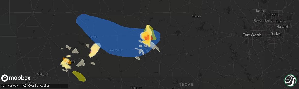 Hail map in Abilene, TX on May 23, 2023