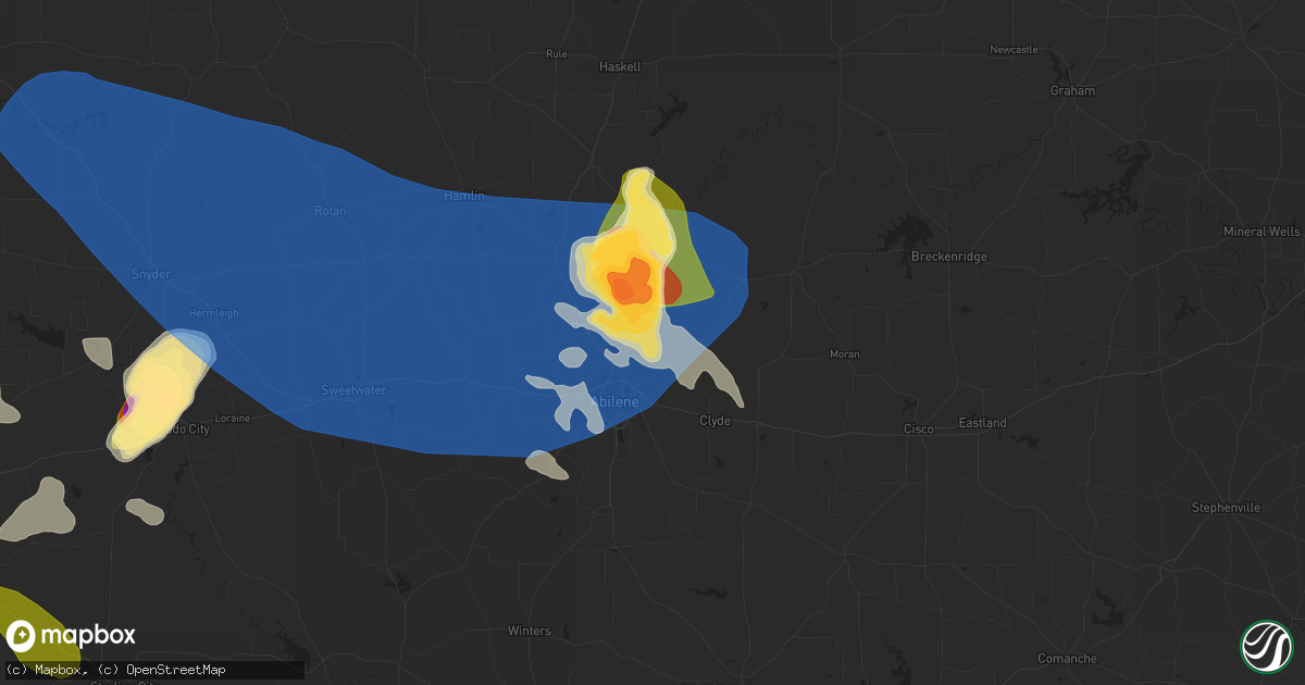 Hail map in Abilene, TX on May 23, 2023