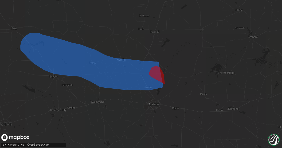 Hail map in Anson, TX on May 23, 2023