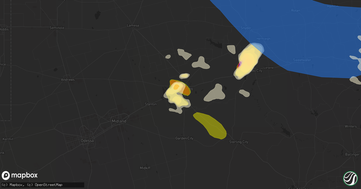 Hail map in Big Spring, TX on May 23, 2023