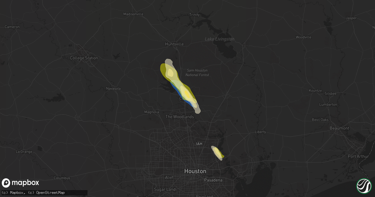 Hail map in Conroe, TX on May 23, 2023