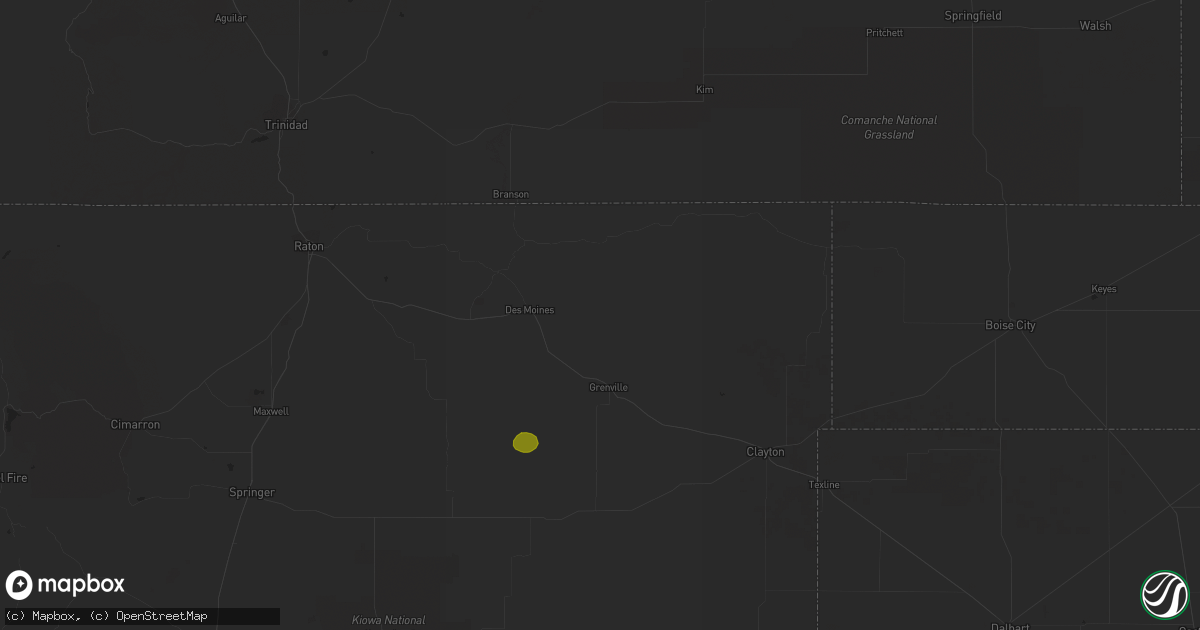 Hail map in Des Moines, NM on May 23, 2023