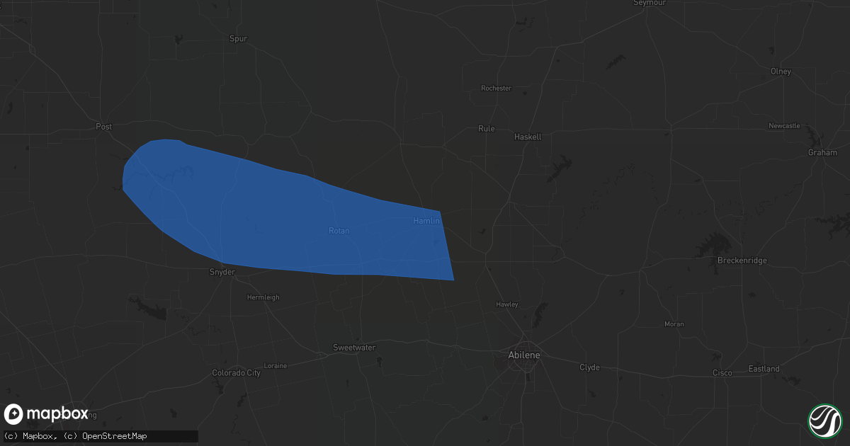 Hail map in Hamlin, TX on May 23, 2023