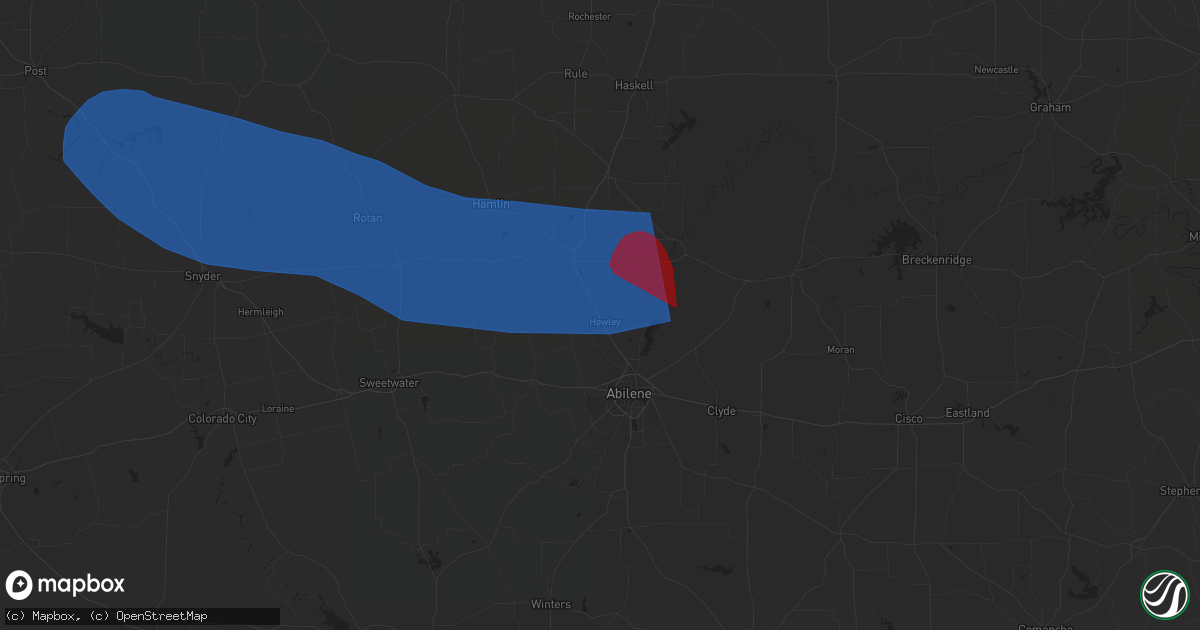 Hail map in Hawley, TX on May 23, 2023
