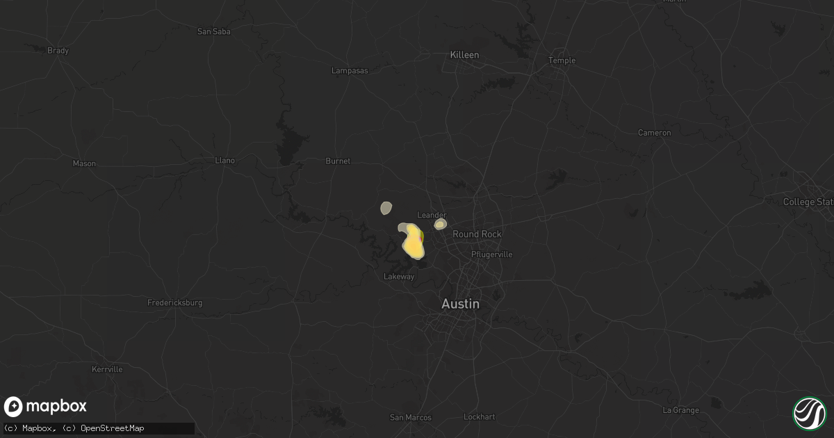 Hail map in Leander, TX on May 23, 2023