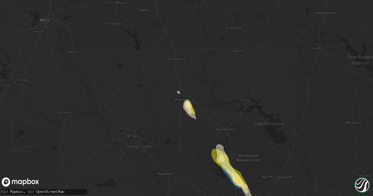 Hail map in Madisonville, TX on May 23, 2023