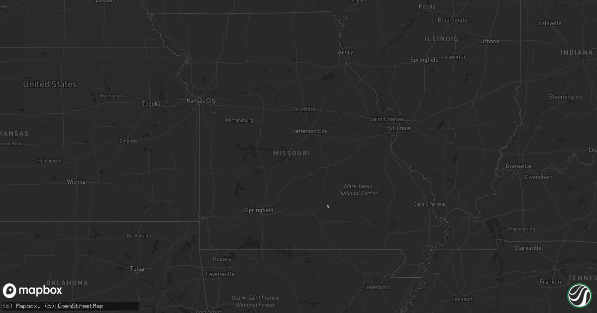 Hail map in Missouri on May 23, 2023