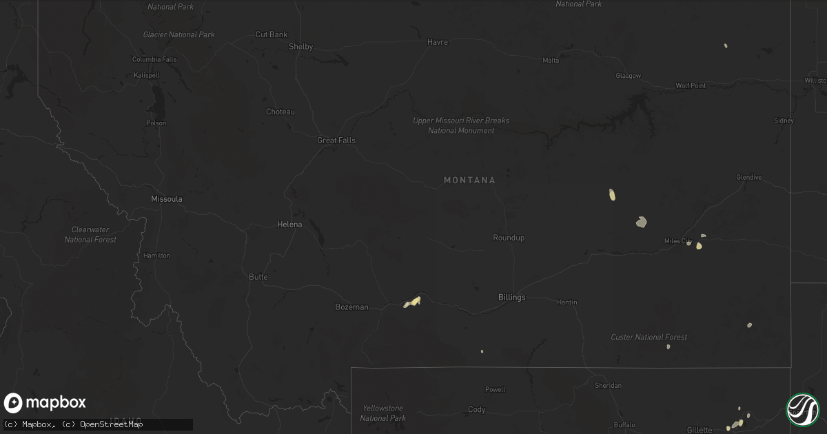 Hail map in Montana on May 23, 2023