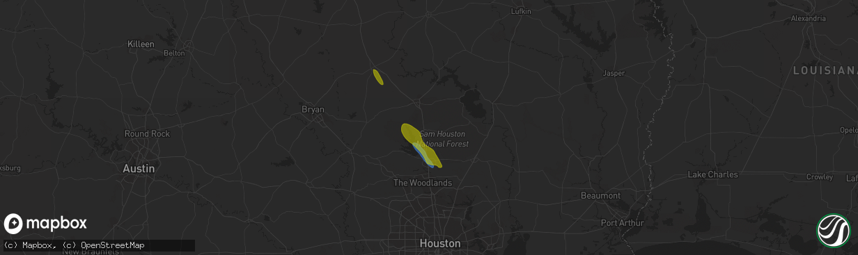 Hail map in New Waverly, TX on May 23, 2023