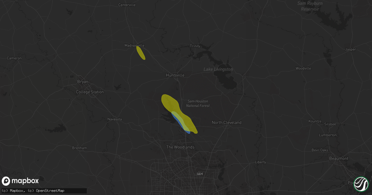 Hail map in New Waverly, TX on May 23, 2023