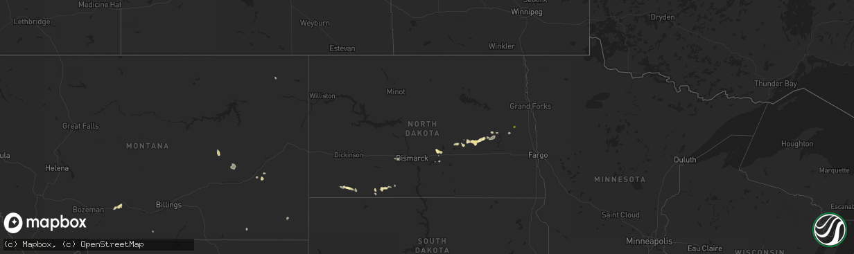 Hail map in North Dakota on May 23, 2023
