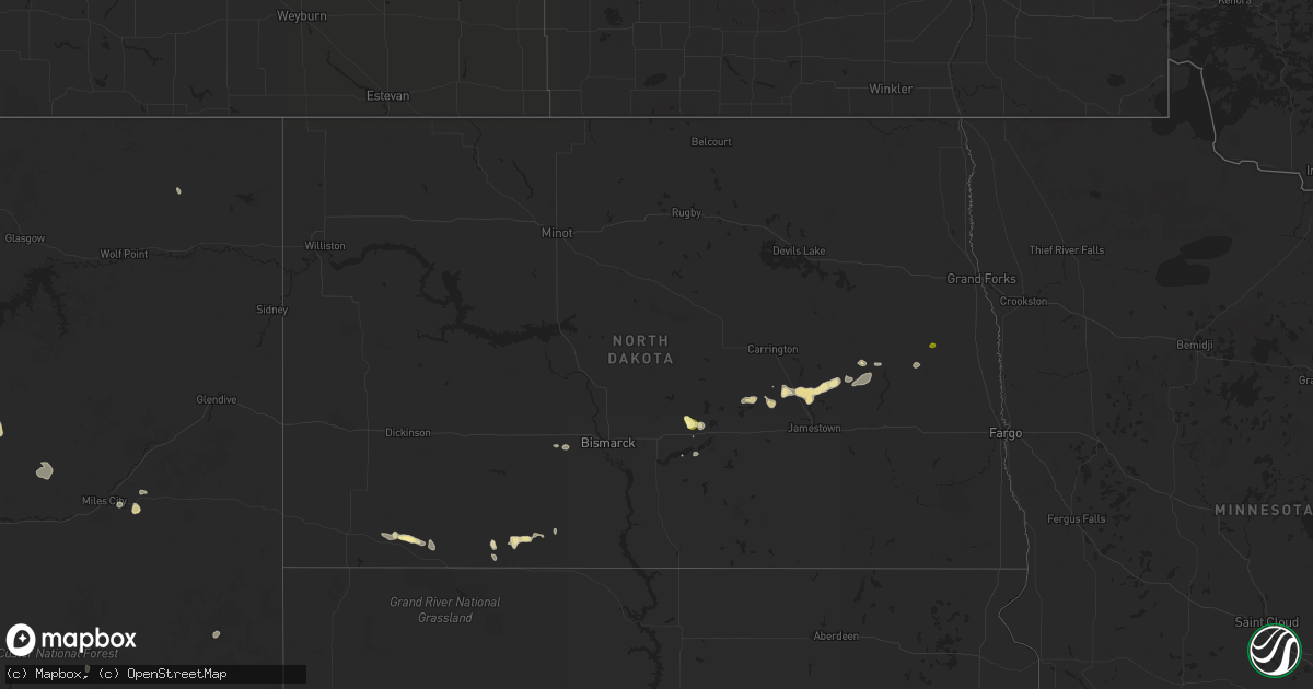 Hail map in North Dakota on May 23, 2023