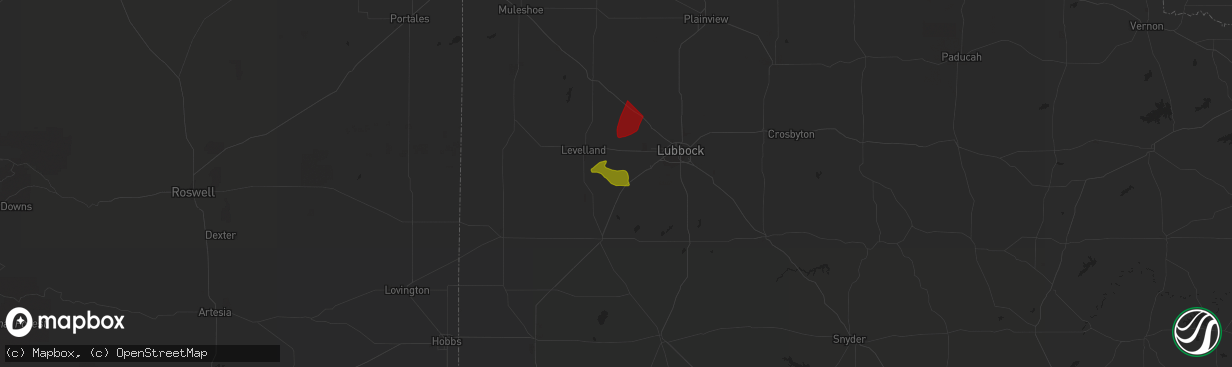 Hail map in Ropesville, TX on May 23, 2023