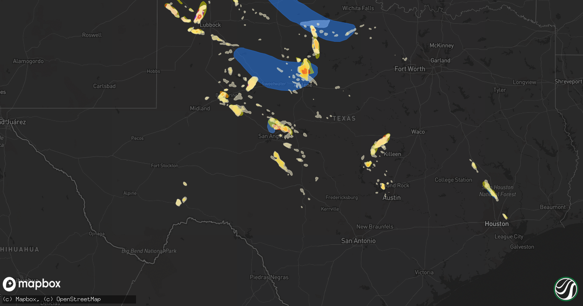 Hail map in Texas on May 23, 2023