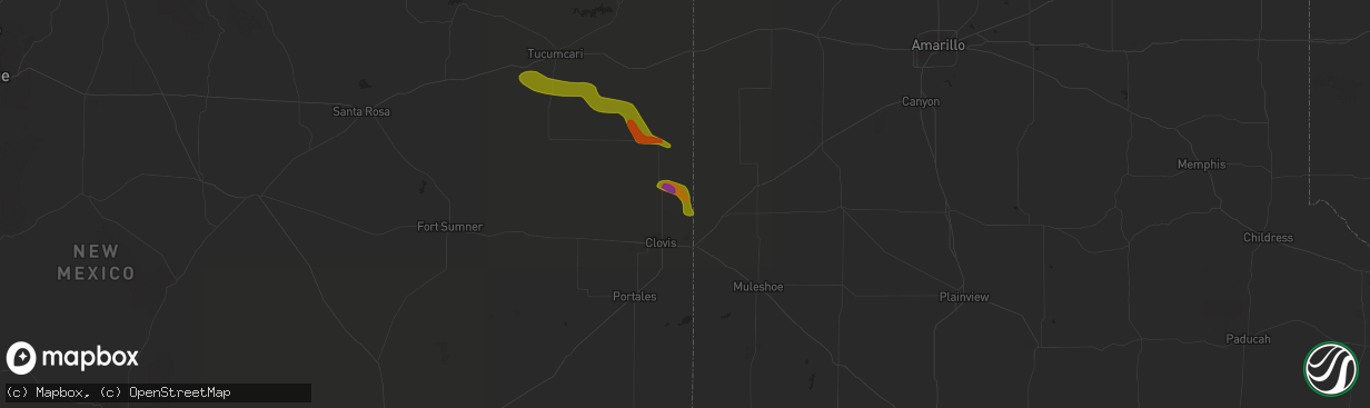 Hail map in Texico, NM on May 23, 2023