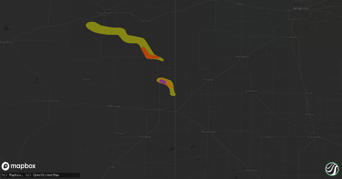Hail map in Texico, NM on May 23, 2023