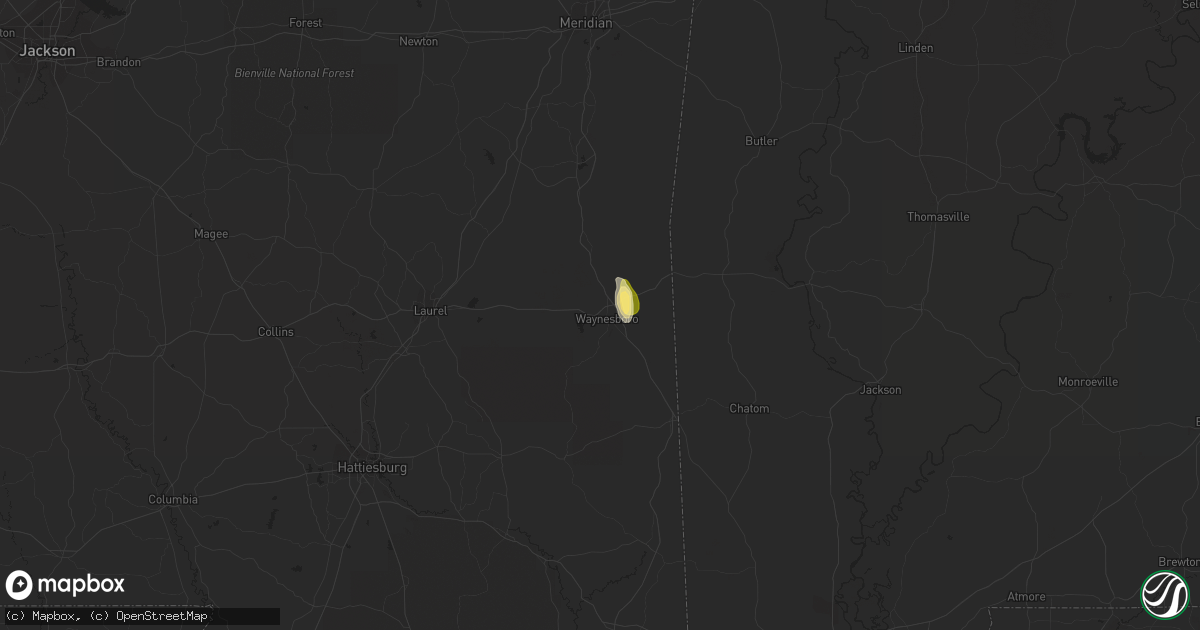 Hail map in Waynesboro, MS on May 23, 2023