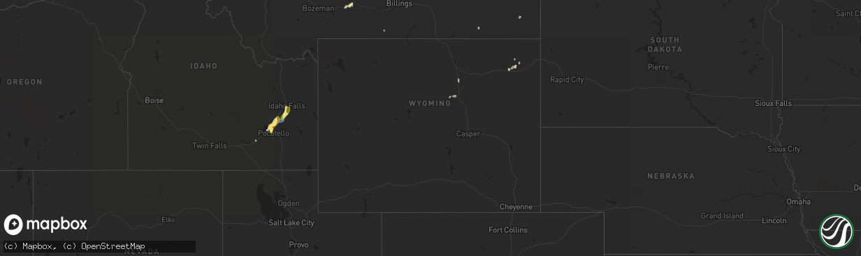 Hail map in Wyoming on May 23, 2023