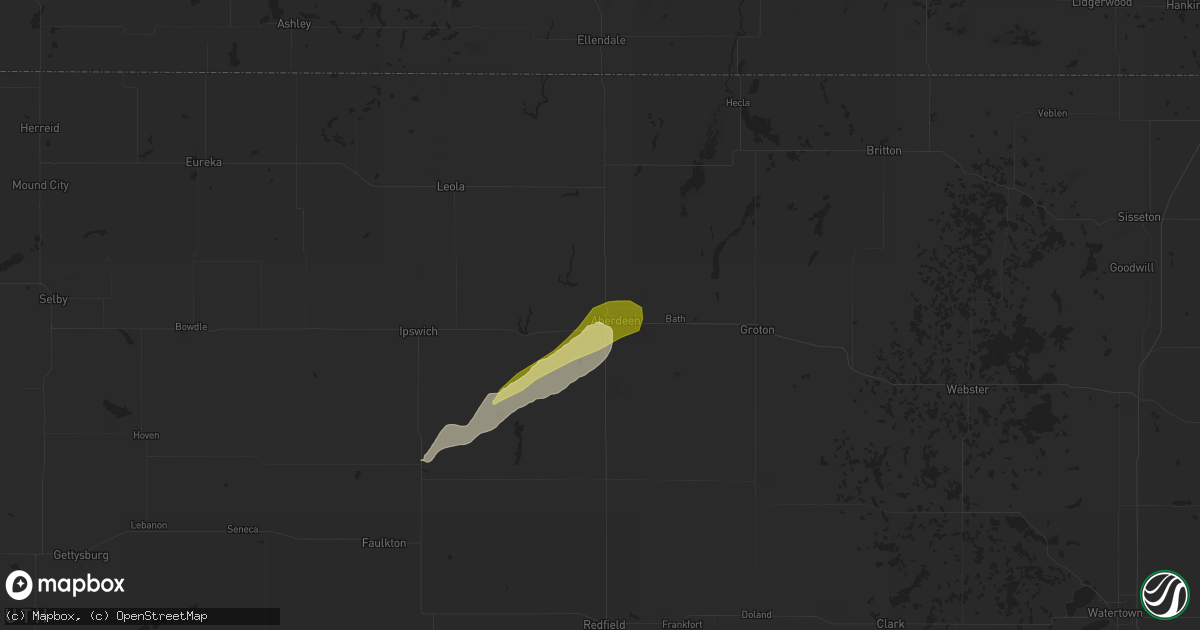 Hail map in Aberdeen, SD on May 23, 2024