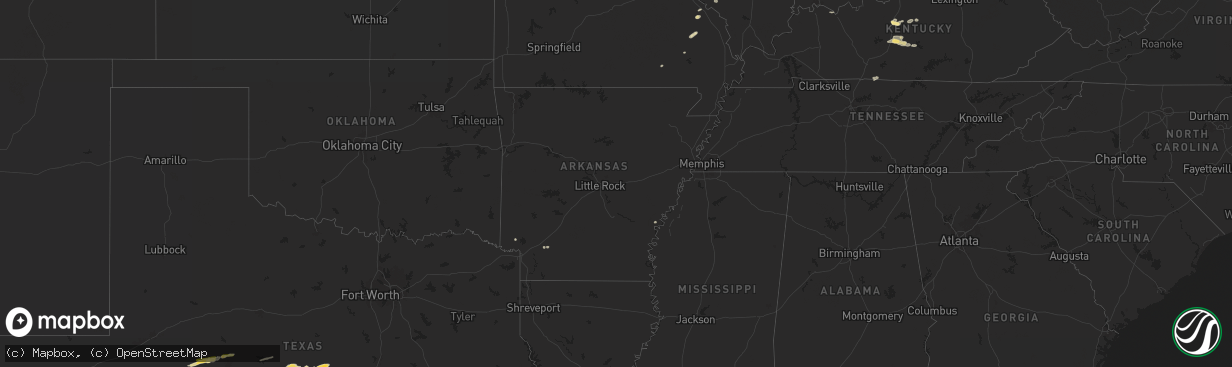 Hail map in Arkansas on May 23, 2024