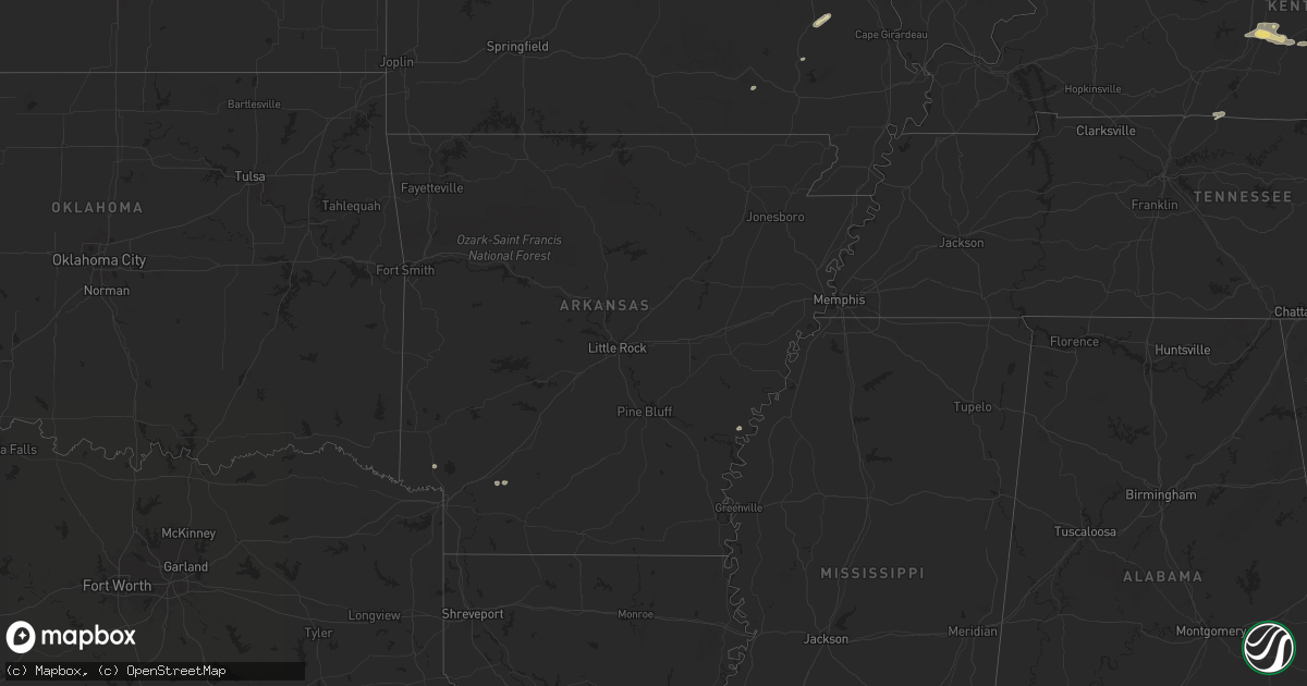 Hail map in Arkansas on May 23, 2024