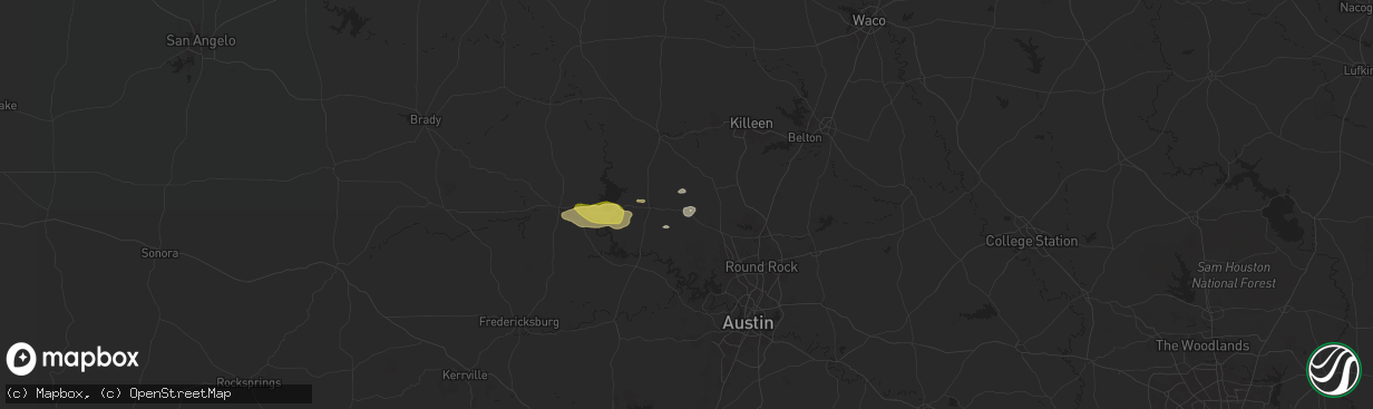 Hail map in Bertram, TX on May 23, 2024