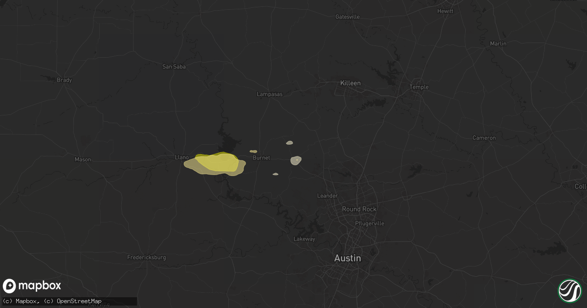 Hail map in Bertram, TX on May 23, 2024