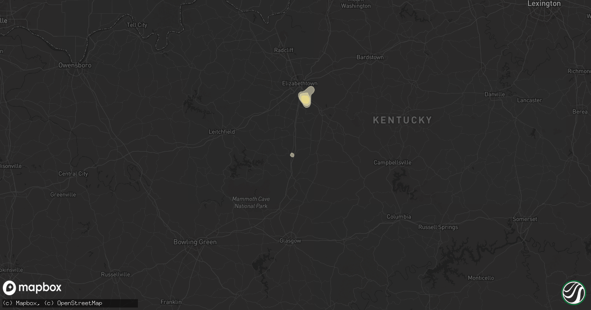 Hail map in Bonnieville, KY on May 23, 2024
