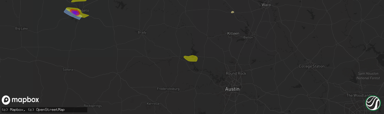 Hail map in Buchanan Dam, TX on May 23, 2024