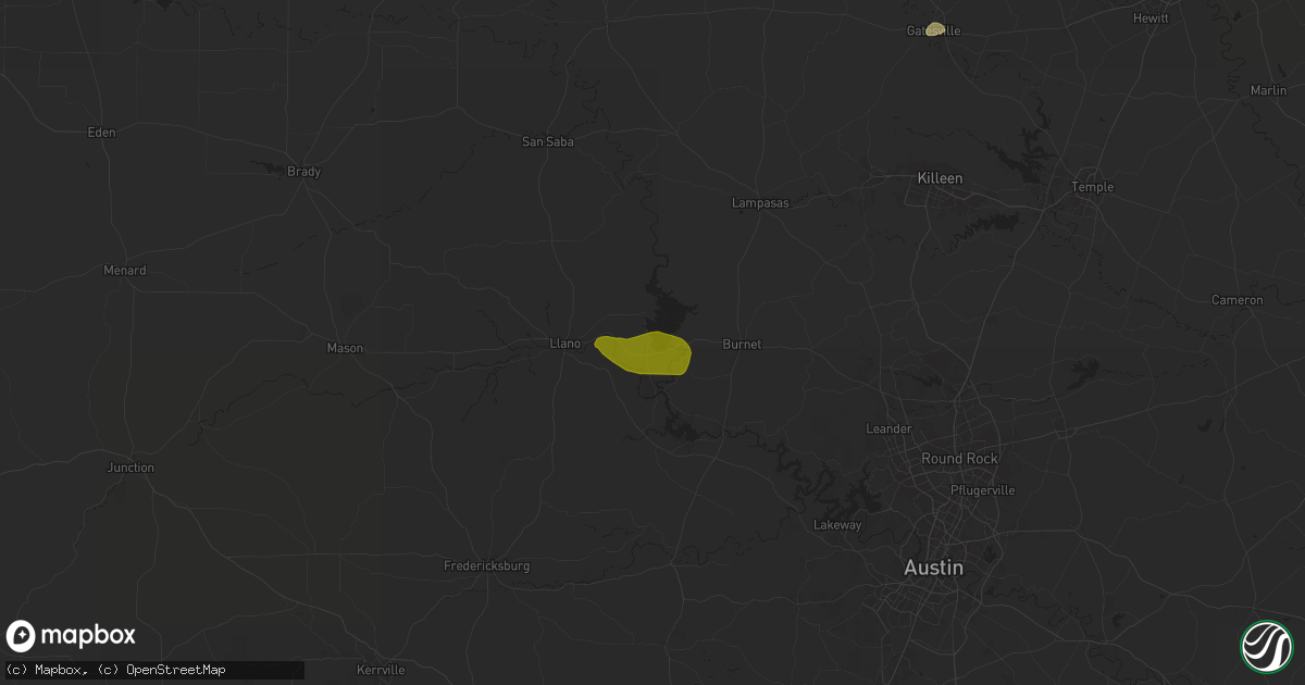 Hail map in Buchanan Dam, TX on May 23, 2024