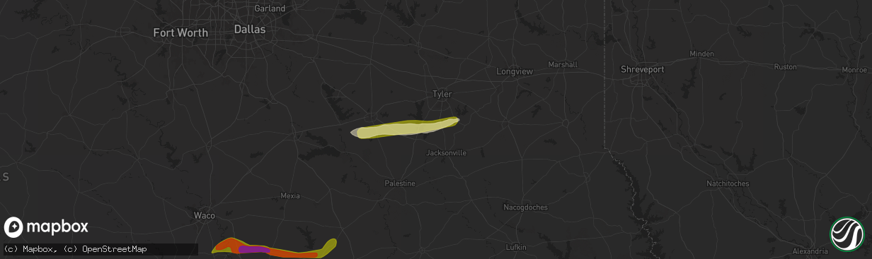 Hail map in Bullard, TX on May 23, 2024