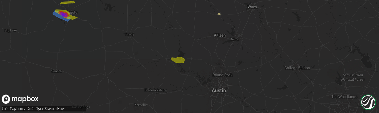 Hail map in Burnet, TX on May 23, 2024