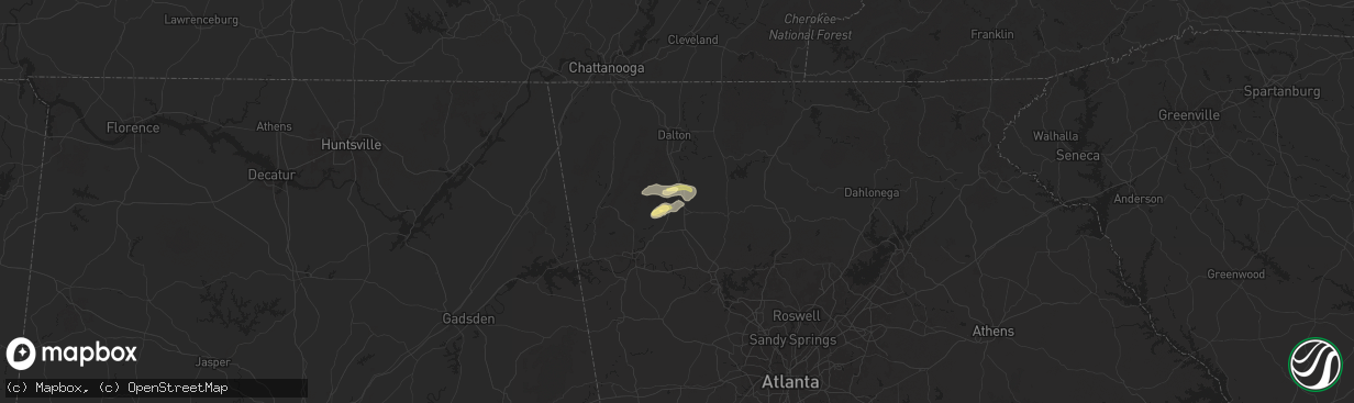 Hail map in Calhoun, GA on May 23, 2024