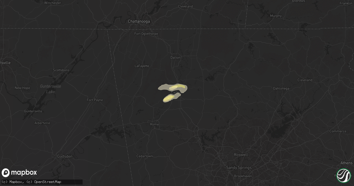 Hail map in Calhoun, GA on May 23, 2024