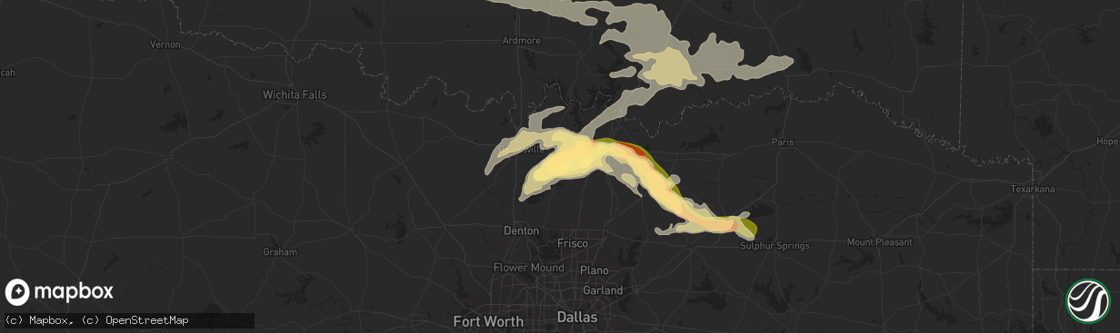 Hail map in Collinsville, TX on May 23, 2024