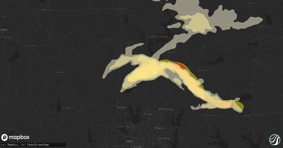 Hail map in Collinsville, TX on May 23, 2024