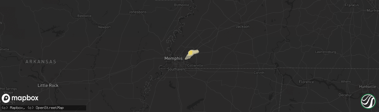 Hail map in Cordova, TN on May 23, 2024